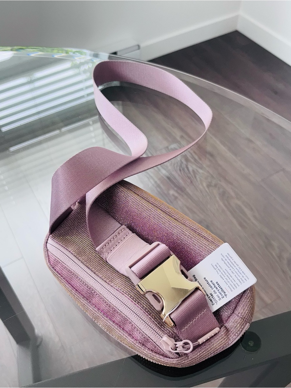 LULULEMON NWT Everywhere Belt Bag 1L Glitter Pink Champagne - Picture 4 of 9
